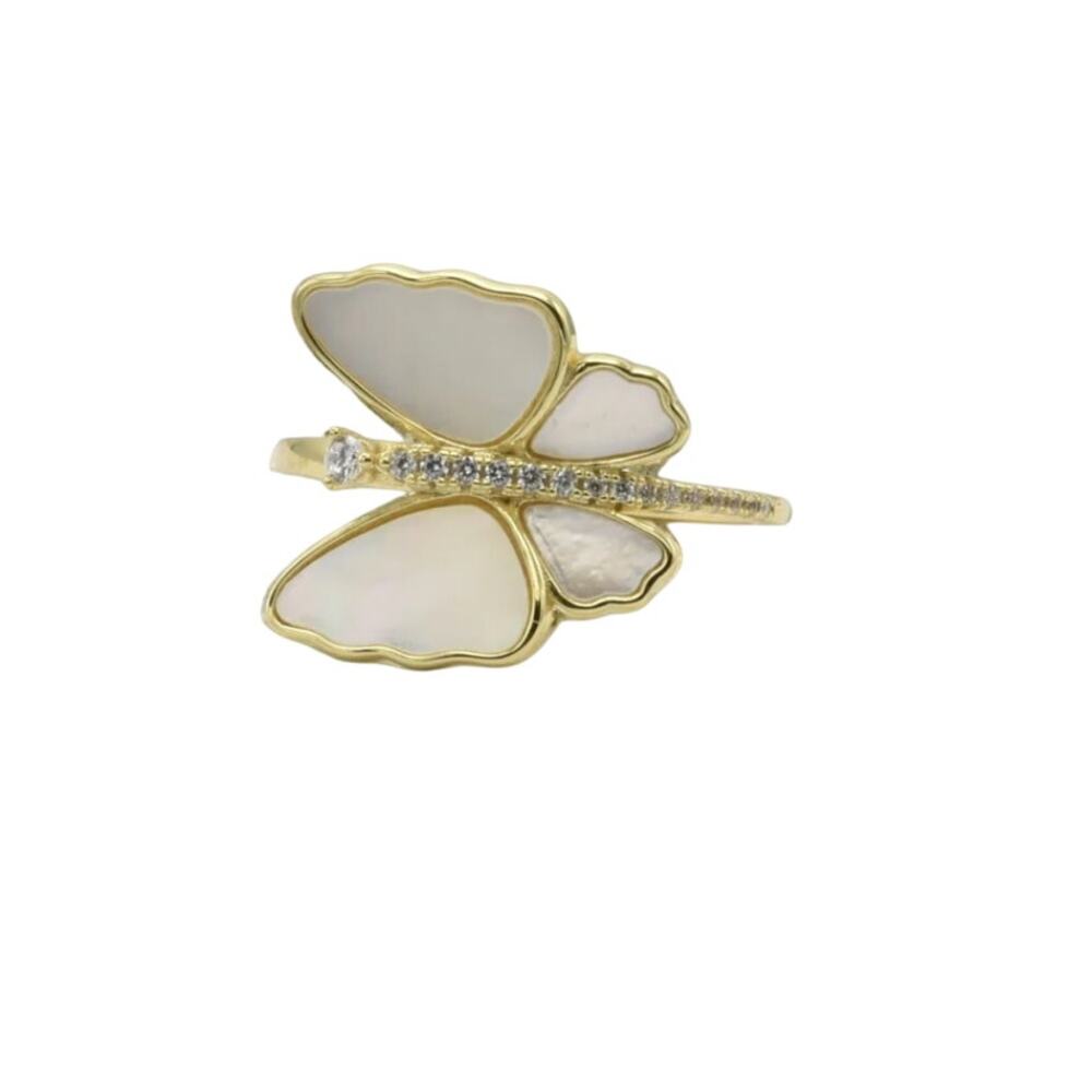 Beautiful Pave Outlined Stone Butterfly Ring | Sparkling Size 9